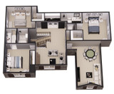 Craftsman House Plan - Peachtree 94335 - 2nd Floor Plan Dollhouse - 