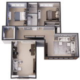 Farmhouse House Plan - Harrison 21796 - 2nd Floor Dollhouse - 