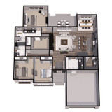 Farmhouse House Plan - Canyon Creek 44081 - 1st Floor Dollhouse - 