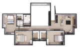 Farmhouse House Plan - Waterstone 46757 - 2nd Floor Dollhouse - 