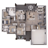 Farmhouse House Plan - Meriden 46607 - 1st Floor Dollhouse - 1st Floor Plan