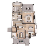 Craftsman House Plan - Crystal Creek 78646 - 1st Floor Plan Dollhouse - 
