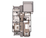 Farmhouse Style Plan - Ashland - Aerial First Floor Plan - 
