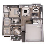 Country Style Plan - Maple Grove - Aerial First Floor Plan - 