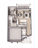 Farmhouse Style Plan - Calhoun Falls - Aerial First Floor Plan - 