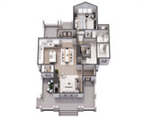 Country Style Plan - Prescott - Aerial First Floor Plan - 