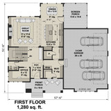 Traditional House Plan - Raven 34356 - 1st Floor Plan