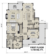 Farmhouse House Plan - Jameson 48431 - 1st Floor Plan