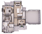 Farmhouse House Plan - Harmony 91153 - 1st Floor Plan Dollhouse - 