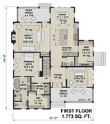 Farmhouse House Plan - Michaela Marie 15585 - 1st Floor Plan