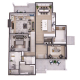 Farmhouse House Plan - Michaela Marie 15585 - 1st Floor Plan Dollhouse - 