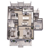 Farmhouse House Plan - Myrtle 70192 - 1st Floor Plan Dollhouse - 