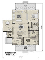 Farmhouse House Plan - Madison 63337 - 1st Floor Plan