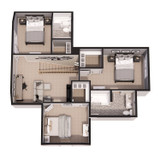 Farmhouse House Plan - Silver Lake 15251 - 2nd Floor Plan Dollhouse - 