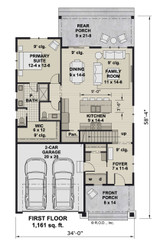 Craftsman House Plan - Allendale 38337 - 1st Floor Plan