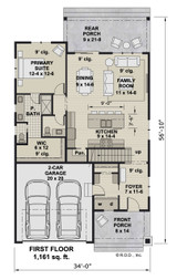 Craftsman House Plan - Adrian 87466 - 1st Floor Plan