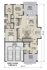 Farmhouse House Plan - Chattanooga 14614 - 1st Floor Plan