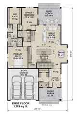 Bungalow House Plan - Gaston 28945 - 1st Floor Plan