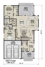 Bungalow House Plan - Ridgeway 95238 - 1st Floor Plan