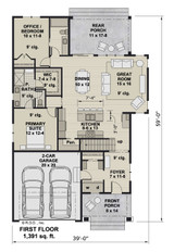 Craftsman House Plan - Brentwood 83007 - 1st Floor Plan