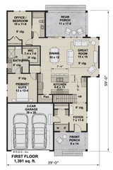 Craftsman House Plan - Gainesville 75005 - 1st Floor Plan