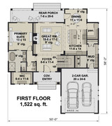 Craftsman House Plan - Enola 62236 - 1st Floor Plan
