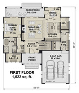 Farmhouse House Plan - Mill Creek 84384 - 1st Floor Plan