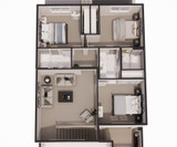 Craftsman House Plan - Walden 80885 - 2nd Floor Plan Dollhouse - 