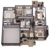 Craftsman House Plan - Ivy Ridge 69314 - 1st Floor Plan Dollhouse - 