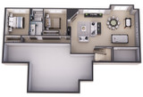 Craftsman House Plan - Aspen Shores 39902 - Basement Floor Plan Dollhouse - 