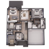Farmhouse House Plan - Briars 56103 - 1st Floor Plan Dollhouse - 