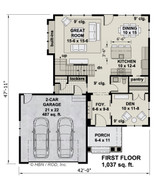 Craftsman House Plan - Woodlands 74847 - 1st Floor Plan