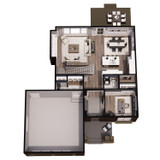 Craftsman House Plan - Woodlands 74847 - 1st Floor Plan Dollhouse - 