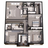 Craftsman House Plan - Woodlands 74847 - 2nd Floor Plan Dollhouse - 
