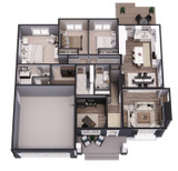 Traditional House Plan - Oakwood 60169 - 1st Floor Plan Dollhouse - 