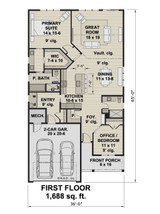 Craftsman House Plan - Cecilia 99180 - 1st Floor Plan