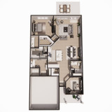 Craftsman House Plan - Cecilia 99180 - 1st Floor Plan Dollhouse - 