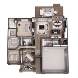 Craftsman House Plan - Shady Oak 41012 - 1st Floor Plan Dollhouse - 