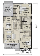 Craftsman House Plan - Gatesville 72986 - 1st Floor Plan