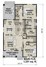 Bungalow House Plan - South Port 89834 - 1st Floor Plan