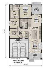Farmhouse House Plan - Packard 63938 - 1st Floor Plan