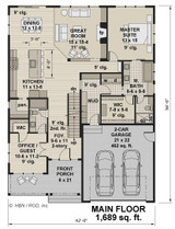 Farmhouse House Plan - Linden 55066 - 1st Floor Plan