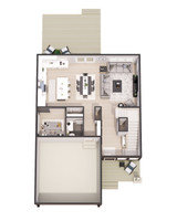 Bungalow House Plan - Glendale 74351 - 1st Floor Plan Dollhouse - 