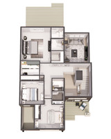 Bungalow House Plan - Glendale 74351 - 2nd Floor Plan Dollhouse - 