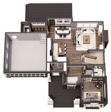 Craftsman House Plan - Hemlock 86226 - 1st Floor Plan Dollhouse - 