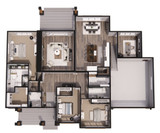 Farmhouse House Plan - Westfield 38675 - 1st Floor Plan Dollhouse - 