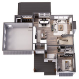 Farmhouse House Plan - Oak Marsh 93975 - 1st Floor Plan Dollhouse - 