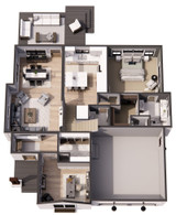 Farmhouse House Plan - Breezy Pointe 87783 - 1st Floor Plan Dollhouse - 
