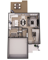 Farmhouse House Plan - White Pines 50546 - 1st Floor Plan Dollhouse - 