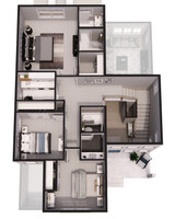 Farmhouse House Plan - White Pines 50546 - 2nd Floor Plan Dollhouse - 